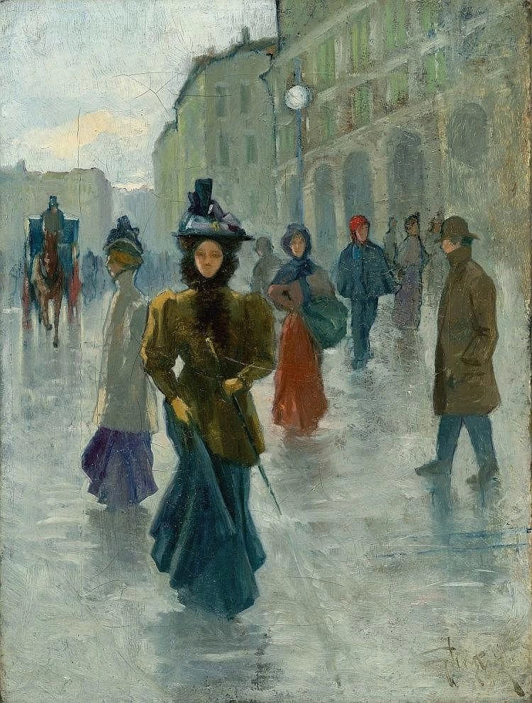 Passeggio in una giornata di pioggia in via Grande a Livorno